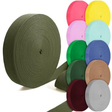 Imagem de Grosun Correias de algodão 2,5 cm, 3,8 cm, 5,08 cm, 5,08 cm, tiras de lona para bolsas, 10 65 cm, 3,3 metros, algodão, poliéster (verde-oliva, 2,5 cm x 3,3 metros)