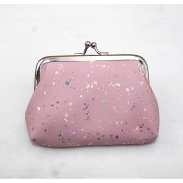 Imagem de Bolsa feminina com fecho de moedas, padrão estrela, pequena carteira, porta-cartões, mini Kiss Lock, rosa