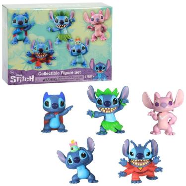 Imagem de Kit 5 Bonecos Colecionáveis Lilo Stitch da Disney para Crianças Acima de 3 Anos, Just Play
