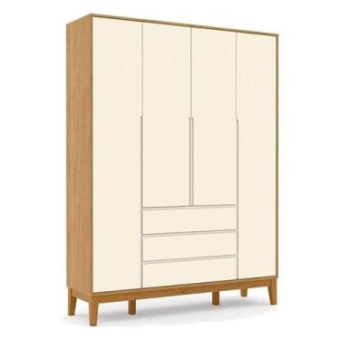 Imagem de Guarda Roupa Infantil Nature Clean 4 Portas Freijó Off White Eco Wood 