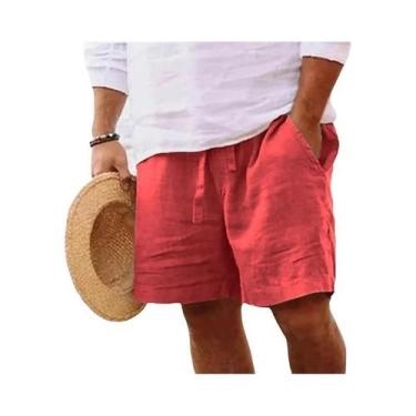 Imagem de Bermuda Masculina Leve De Algodão Em Cores Sólidas Para Academia Praia