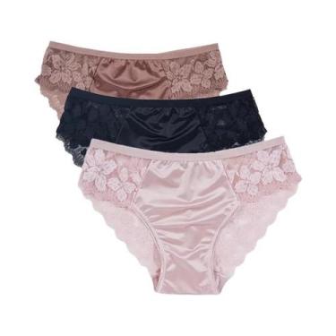 Imagem de Calcinhas Elegantes Femininas De Cintura Baixa Com Renda 3PCS/Conjunto