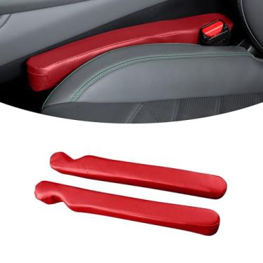Imagem de Alieemo Pacote com 2 enchimentos de lacuna de assento de couro, preenche a lacuna entre o assento e o console, bloqueador de fenda de carro impede que as coisas caiam, plugue universal de rachaduras