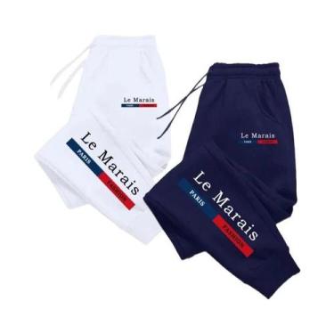 Imagem de Calças Jogger Masculinas Com Estampa Paris Le Marais 2 Em 1, Calças De
