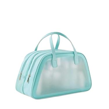 Imagem de Nécessaire Organizadora de Cosméticos em PU – Grande Capacidade, Impermeável, com Compartimentos Independentes para Viagem(AZUL)