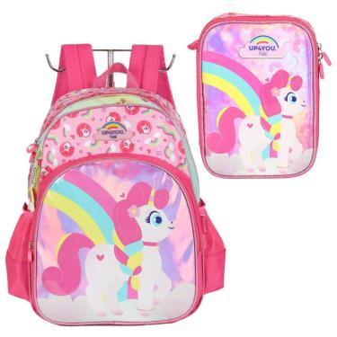 Imagem de Mochila Escolar Estojo Box Grande Menina Unicornio Up4you-Feminino