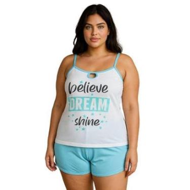 Imagem de Pijama Plus Size Verão Short Curto Blusa de Alça Pijama de Calor Suzi 50 52 54 56-Feminino