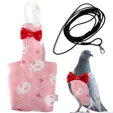 Imagem de Peitoral para fraldas de pombo e coleira para pássaros (G - coelho rosa)