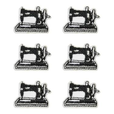 Imagem de 6 peças mini remendos pretos para máquina de costura, aplique de bordado autoadesivo, costurado, decoração, crachá de designer de roupas, para bolsas, camiseta, chapéu, capa de telefone