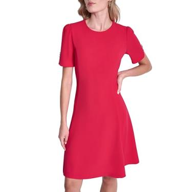 Imagem de DKNY Vestido feminino com botões e manga curta, batom, 2