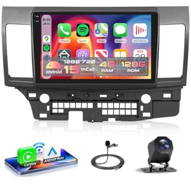 Imagem de Rádio estéreo automotivo 4 núcleos 4G + 128G Android 15 para Mitsubishi Lancer 2008 – 2017, Rimoody Wireless Carplay Andorid link espelho automático 25.0 cm INCELL tela sensível ao toque GPS WiFi