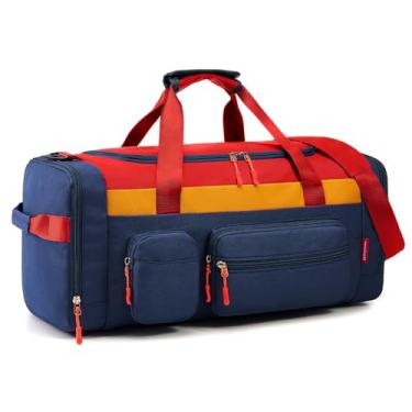 Imagem de WOOMADA Bolsa infantil grande para viagens, durante a noite ou fim de semana, 50,8 cm, Vermelho, azul