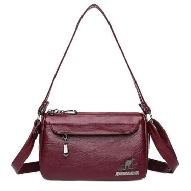Imagem de CHENXIAOHONG Bolsa feminina PU elegante de ombro e transversal para uso diário – Moda casual e versátil para mulheres(Vermelho)
