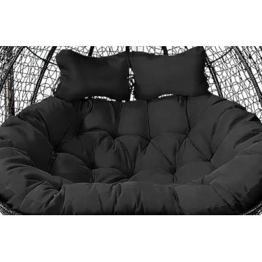 Imagem de Almofada de substituição para cadeira suspensa de jardim tipo ovo, 2 lugares, 59 x 43 polegadas (150 x 109 cm), almofada para cadeira suspensa dupla tipo rede (cadeira não incluída).