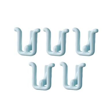 Imagem de 5/10 conjuntos de ganchos de armazenamento de chinelos, prateleiras sem perfuração nas paredes do banheiro, prateleiras internas para uso doméstico, ferramentas de armazenamento de chinelos (azul, 5