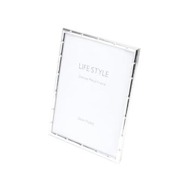 Imagem de WOLFF Porta-Retrato de Aço Bambu Prata 15cm x 20cm - Enxoval - Casamento - Decoração - Álbum de Fotos - Enfeites - Moldura Elegante Para Mesa e Parede