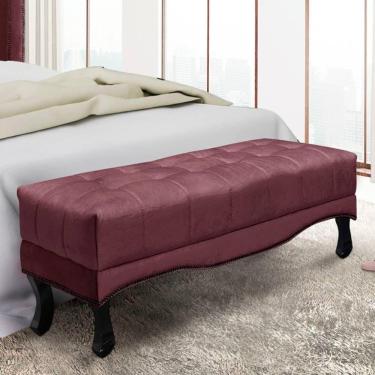 Imagem de Recamier 1,40m Com Pés Luis Xv E Capitonê Em Tecido Veludo Vicenza - Lucadi vinho