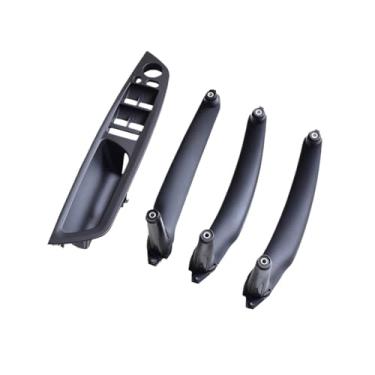 Imagem de Bege preto braço do carro assento do motorista dianteiro lhd rhd interior maçaneta da porta painel interno puxar guarnição capa Compatível com bmw e70 e71 x5 x6(LHD Black 4Pcs)