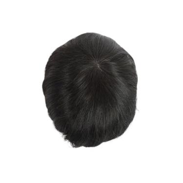 Imagem de Aplique de testa Sistema completo do cabelo humano da peruca pele fina prótese masculina V-Loop base completa plutônio