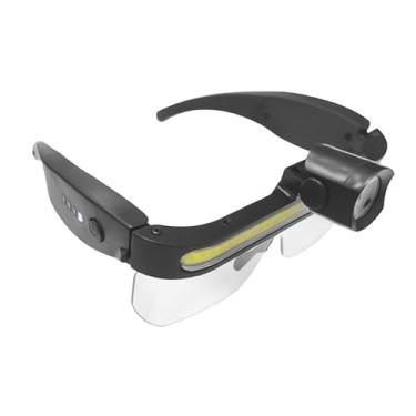 Imagem de YIJU Óculos de cabeça com lanterna LED recarregável, luz de trabalho iluminada para caminhadas, trabalhos em madeira, camping e reparos automotivos.