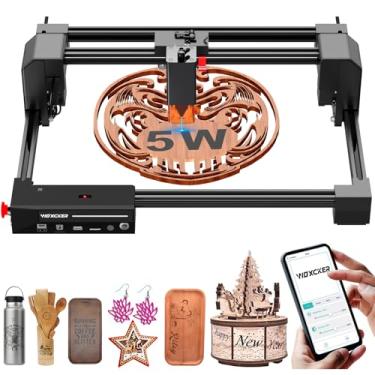 Imagem de Gravador a laser, máquina de gravação a laser Woxcker L2 5,5 W com alta precisão de 0,01 mm 6 proteção principal para vidro acrílico de couro de madeira (laser classe 1 5500mW)