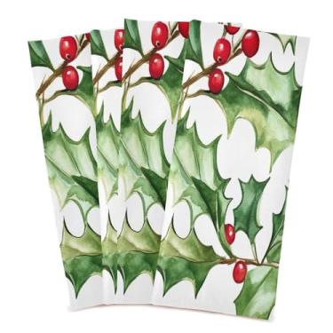 Imagem de xigua Conjunto de 4 panos de prato de cozinha de Natal em aquarela, macios e altamente absorventes de secagem rápida para limpeza de pratos e limpeza manual, 71 x 45 cm