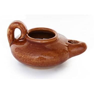 Imagem de Lâmpada de Óleo de Argila Herodiana Bíblica – Autêntica Réplica Vitrificada do Tempo de Jesus em Jerusalém – Presente Artesanal da Fé Cristã da Terra Santa