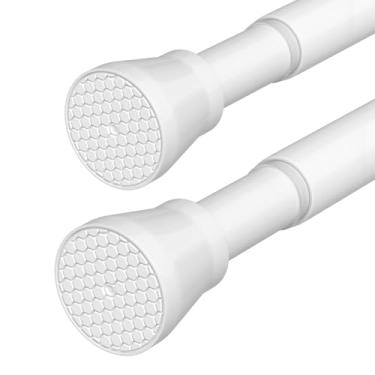 Imagem de Pacote com 2 varões de tensão de 71 a 122 cm brancos para janelas, hastes de cortina de mola ajustáveis, sem perfuração, hastes de tensão expansíveis para janelas, portas, armário, quarto