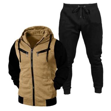 Imagem de Kit Blusa De Frio Raglan e Calça Jogger De Algodão Masculino e Feminin