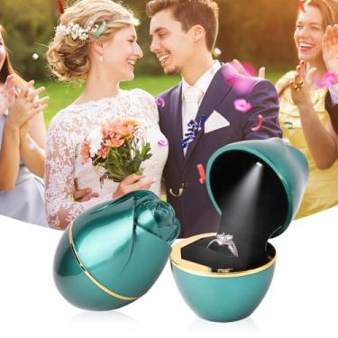 Imagem de Caixa de anel verde caixa de anel de LED caixa de joias rosa para noivado casamento aniversário dia dos namorados presente de aniversário (verde)