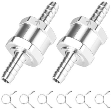 Imagem de 2 peças 6 mm (1/10.2 cm) válvula de retenção de alumínio, válvula de retenção unidirecional para combustível/óleo/gás/gasolina/diesel, válvula antirefluxo para automotivo, carburador e sistemas de