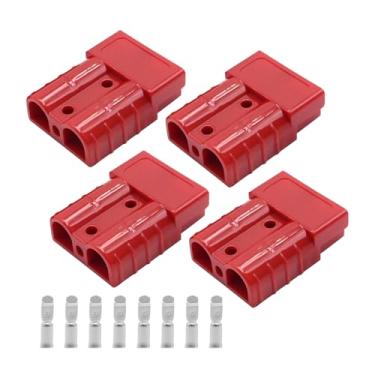 Imagem de VIKKSAER 4 peças conector rápido de bateria de calibre 6-10, bateria 50A 12-36V conexão rápida plugue elétrico, para carro, bicicleta, quadriciclo, guinchos, levanta motores (vermelho)
