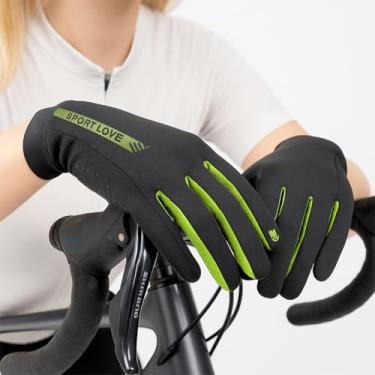 Imagem de Luva Esportiva Femininas para Ciclismo, Preto e Verde, Touchscreen, Térmicas, Resistentes ao Vento e Chuva