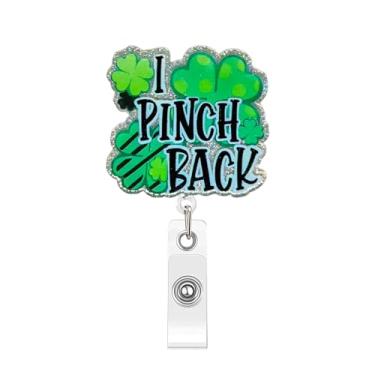 Imagem de Carretel engraçado para crachá de enfermeira do Dia de São Patrício, lindo porta-crachá pediátrico com trevo verde retrátil para crachá pediátrico, etiqueta de nome para RN CNA LPN MA enfermeira