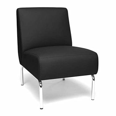 Imagem de Cadeira de escritório de couro sintético em preto e cromado cadeira de mesa para jogos