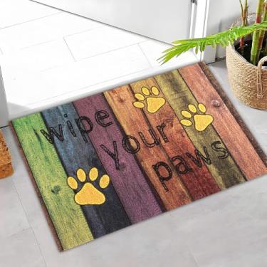 Imagem de Darkyazi Tapete de porta colorido 40,6 cm x 61 cm à prova d'água e resistente a manchas, tapetes de baixo perfil, tapete antiderrapante de PVC para entrada externa/interna/cozinha (limpe suas patas