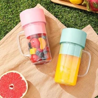 Imagem de Copo Caneca Liquidificador Mini Juicer 500ml com 6 laminas com tampa e canudo Portatil Recarregavel