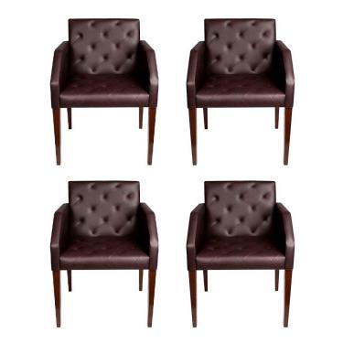Imagem de Kit 4 Poltronas Nina Costura Capitonê - disponível cor Marrom - Cor: Marrom