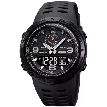 Imagem de Relógio Digital Esportivo Masculino Display Duplo Multifuncional Impermeável Preto