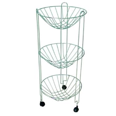 Imagem de Fruteira Tripla Redonda com Rodas 68x30cm. - Design Resistente