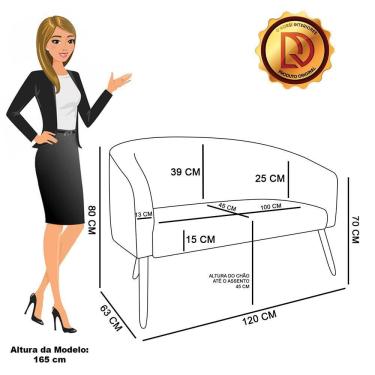 Imagem de Namoradeira E 2 Poltronas Pé Palito Castanho Stella Bouclê D03 - D'rossi Cor Azul
