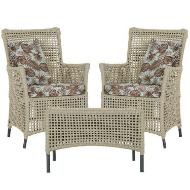 Imagem de 2 Poltronas E 1 Mesa Igapó Alumínio Preta Corda Náutica E6 Rami