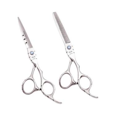 Imagem de Tesoura Profissional De Desbaste Para Cabelo Vermelha 5.5/6 Polegadas 