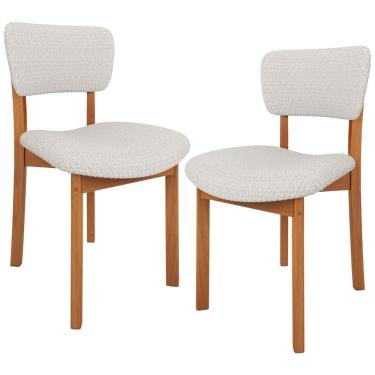 Imagem de Kit 02 Cadeiras Para Sala de Jantar Cozinha Living Estofada Dara L02 Bouclê Cru - Lyam Decor