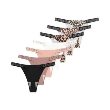 Imagem de Conjunto De 7 Peças De Tanga Feminina Com Estampa De Leopardo E Crista