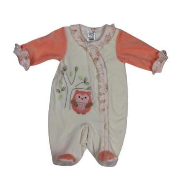 Imagem de Macacão bebê menina de plush - PEQUENO CHARME MODA BEBÊ, Salmão, M - 4