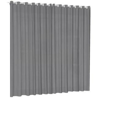 Imagem de Cortina voil tecido 3,00x2,30 Para Varão Simples - Ludatex, Cinza
