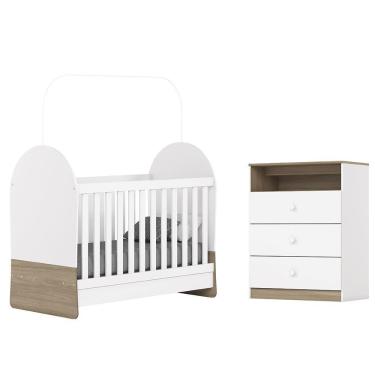 Imagem de Jogo De Quarto Infantil Magia Com Cômoda E Berço Branco-jequitibá - Móveis Henn Branco-...