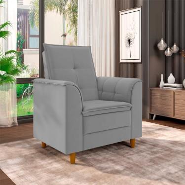 Imagem de Poltrona Para Sala Confortável Decorativa Isa Veludo cinza