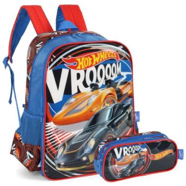 Imagem de Kit Mochila de Costas e Estojo HOT WHEELS Luxcel Azul VM